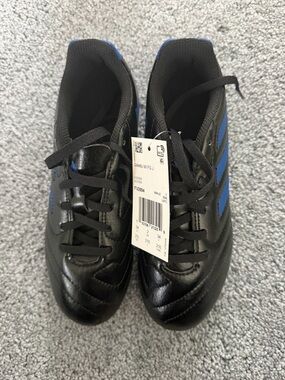 NWT Adidas Goletto Black & Blue Soccer Cleats - Classic Three-Stripe Design